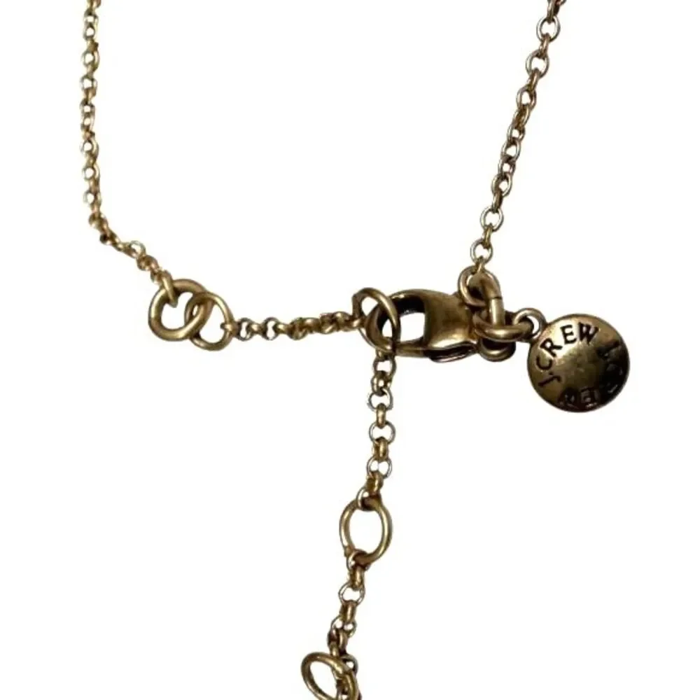 J.Crew Heart Station Necklace Gold Tone Chain Enamel Pastel Pink Green Long
